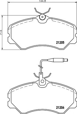 HELLA PAGID 8db355017841 -  Комплект тормозных колодок, дисковый тормоз